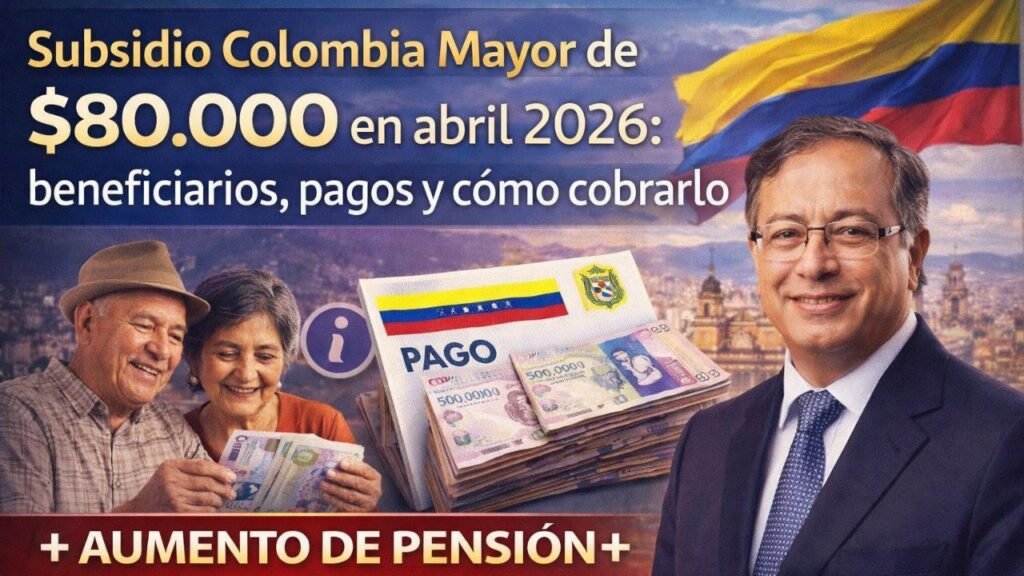 Subsidio Colombia Mayor de $80.000 en abril 2026: beneficiarios, pagos y cómo cobrarlo