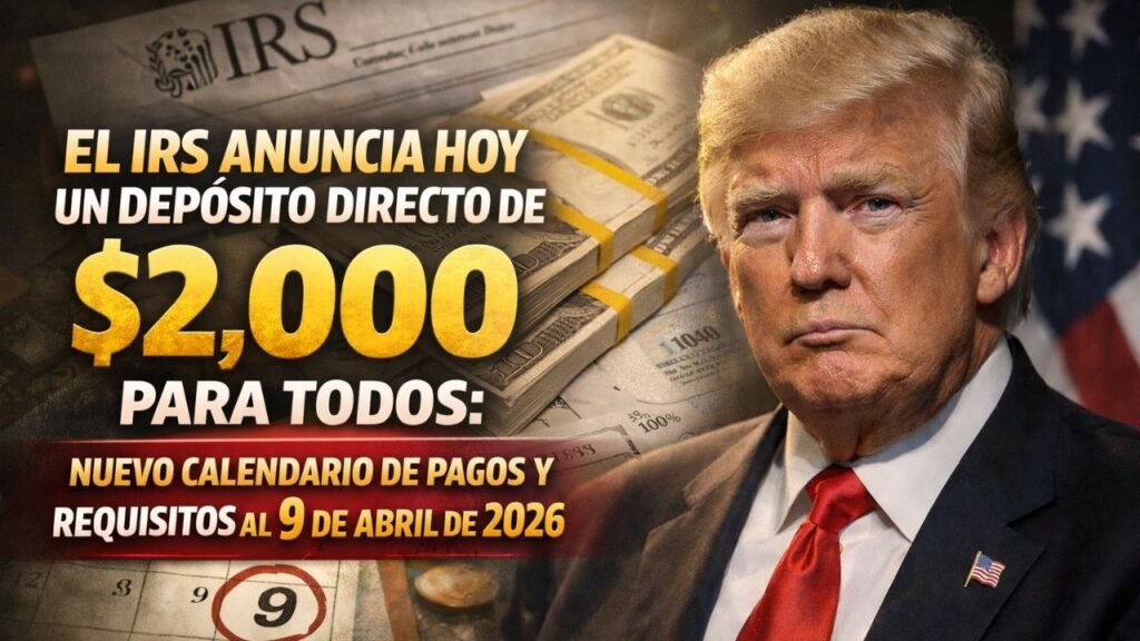 El IRS anuncia hoy un depósito directo de $2,000 para todos: nuevo calendario de pagos y requisitos al 9 de abril de 2026
