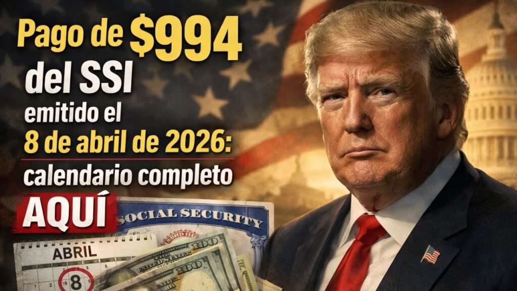 Pago de $994 del SSI emitido el 8 de abril de 2026 calendario completo aquí