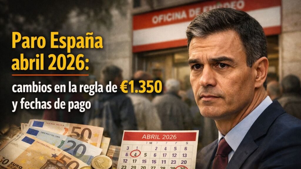 Paro España abril 2026: cambios en la regla de €1.350 y fechas de pago