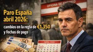 Paro España abril 2026: cambios en la regla de €1.350 y fechas de pago
