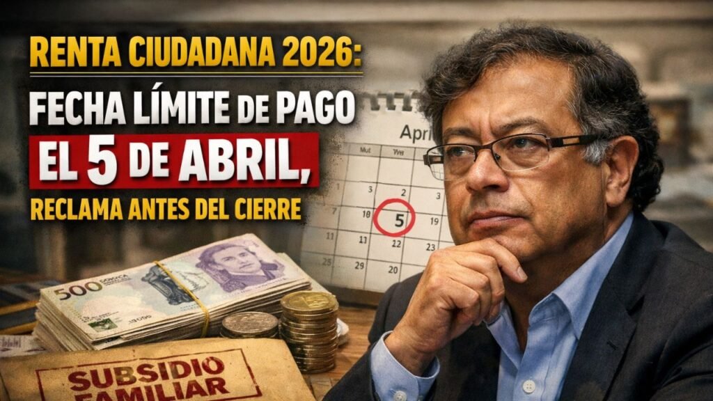 Renta Ciudadana 2026: fecha límite de pago el 5 de abril, reclama antes del cierre